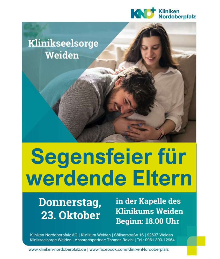 Segensfeier für werdende Eltern am 23.10. um 18 Uhr in der Klinikkapelle Weiden
