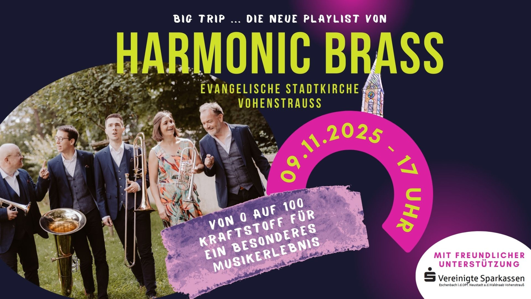 Konzert von Harmonic Brass am 9.11. um 17 Uhr in der evangelischen Stadtkirche Vohenstrauß